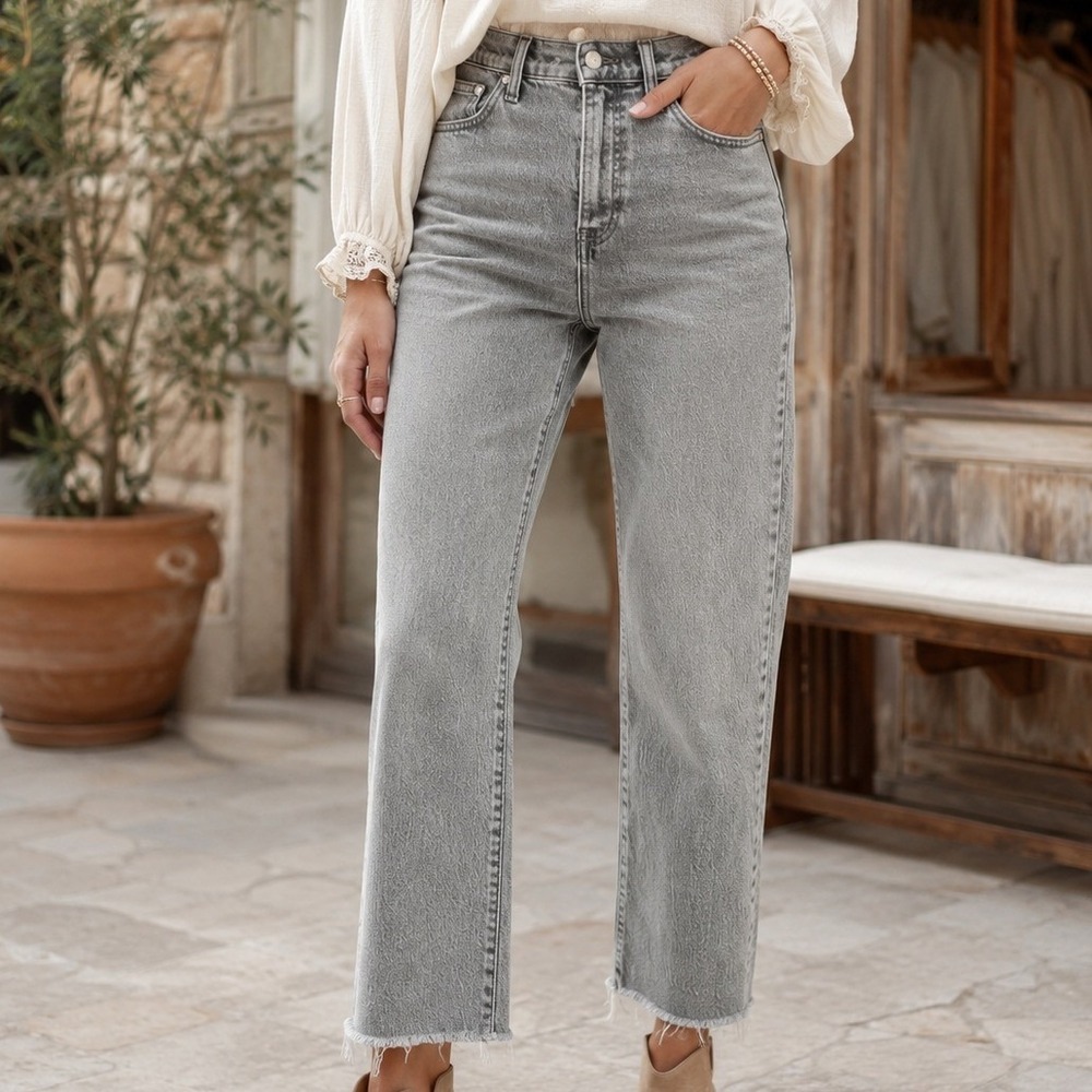 Madewell The Perfect Vintage Straight Jean Acid Faded black High Rise Raw Hem 28